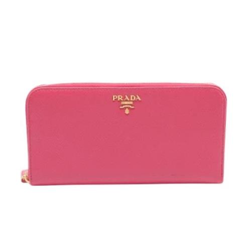 Pre-owned Leather wallets Prada Vintage , Pink , Dames