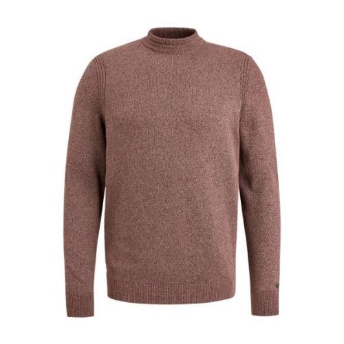 Mock Neck Pullover Cotton Mix Cast Iron , Brown , Heren