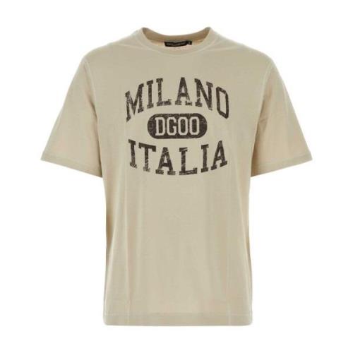 Beige Katoenen T-shirt Dolce & Gabbana , Beige , Heren