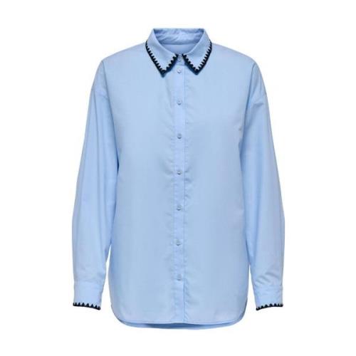 Geborduurde lange mouw blouse Only , Blue , Dames