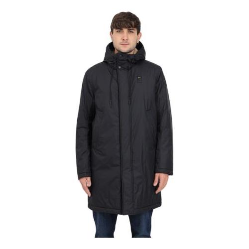 Lange Heren Parka met Capuchon Blauer , Black , Heren