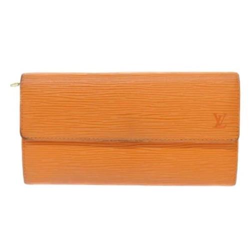 Pre-owned Leather wallets Louis Vuitton Vintage , Orange , Dames