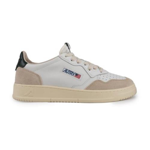 Wit/Peper Leren Sneakers met Suède Details Autry , White , Heren