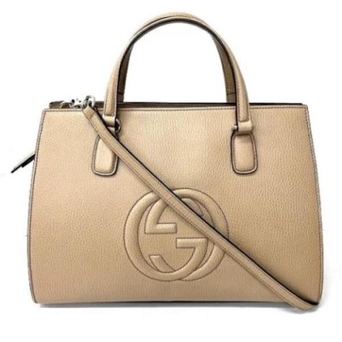 Pre-owned Leather gucci-bags Gucci Vintage , Beige , Dames