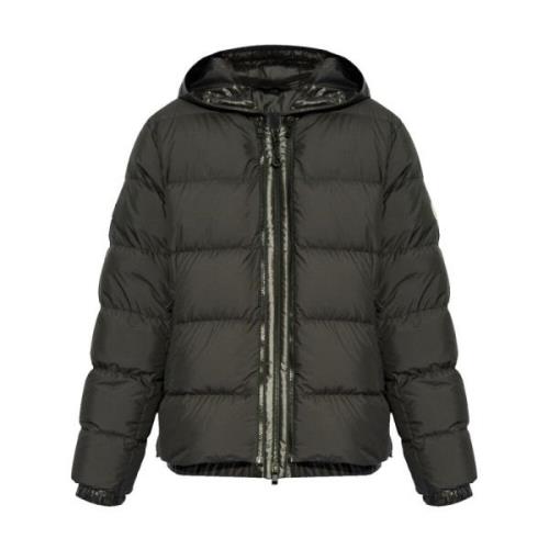 Zwarte gewatteerde jas met rits Moncler , Black , Heren