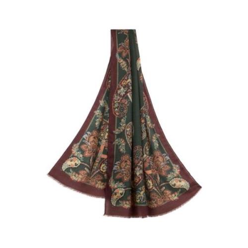 Groen Bordeaux Bloemenprint Sjaal Etro , Multicolor , Dames