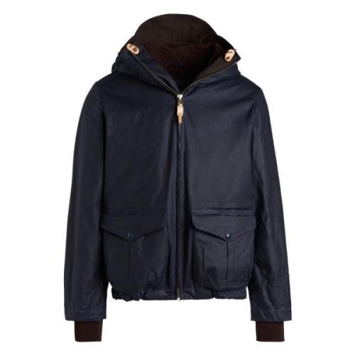 Donkerblauwe Katoenen Hoodie Jas Manifattura Ceccarelli , Blue , Heren