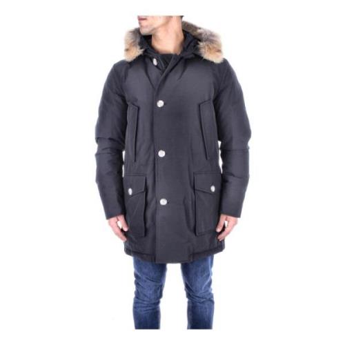 Zwarte Herenjas met Afneembare Capuchon Woolrich , Black , Heren