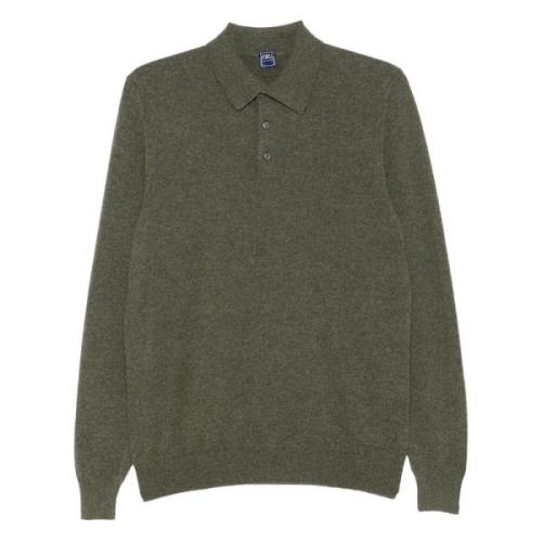 Luxe Cashmere Polo Shirt Fedeli , Green , Heren