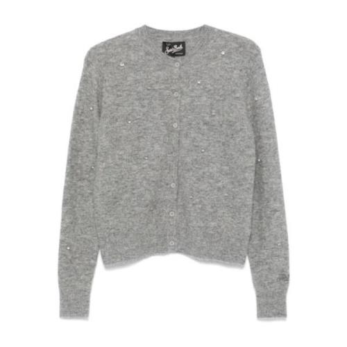 Grijze Trui met Kristalversiering MC2 Saint Barth , Gray , Dames