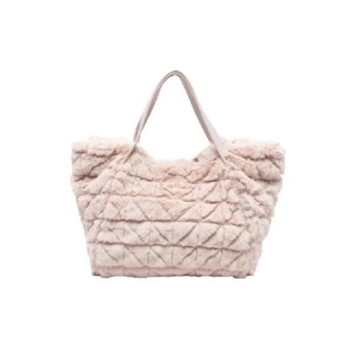 Champagne Tote Tas met Teddy Details Liu Jo , Beige , Dames