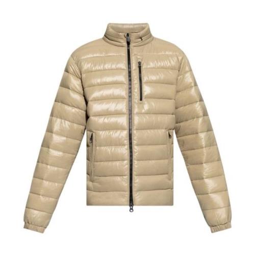 Beige Gewatteerde Jas Hoge Hals Rits Save The Duck , Beige , Heren