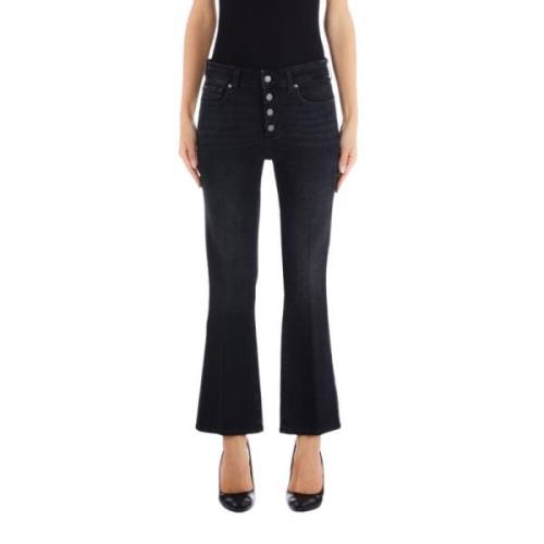 Flared Jeans met Verweerde Details Liu Jo , Black , Dames