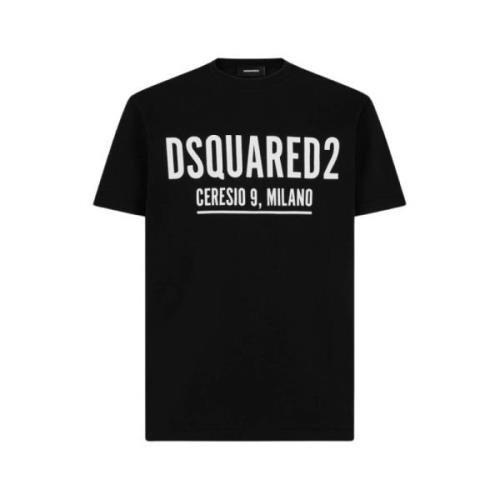 Zwart Katoenen T-shirt Cool Fit Dsquared2 , Black , Heren