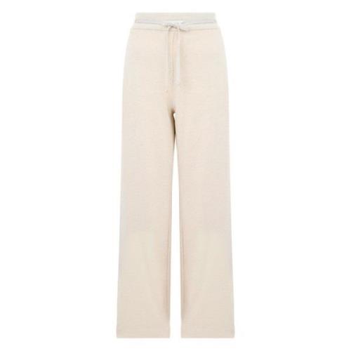 Witte Wijde Broek met Elastische Taille D.Exterior , White , Dames