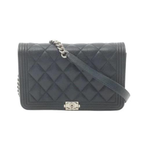 Pre-owned Leather chanel-bags Chanel Vintage , Blue , Dames