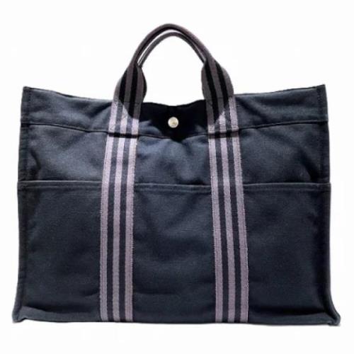 Pre-owned Canvas totes Hermès Vintage , Blue , Dames