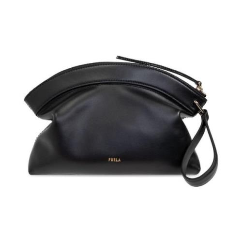 Zwarte Leren Polsband Tas Furla , Black , Dames