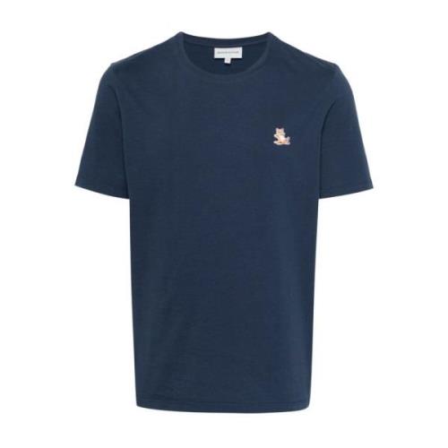 Blauwe Chillax Fox T-shirt Maison Kitsuné , Blue , Heren