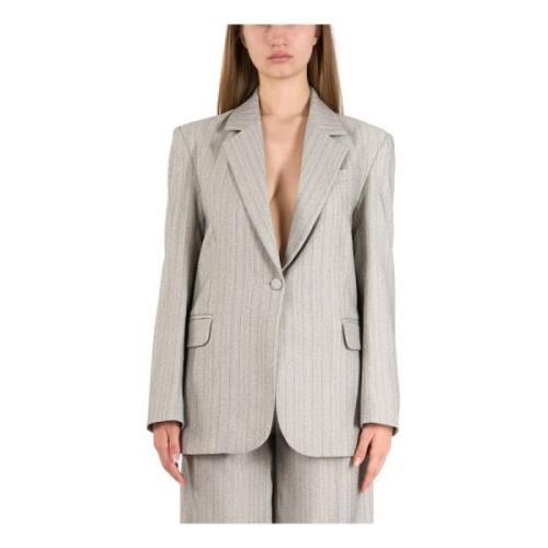 Gestreepte blazer met strass detail Actualee , Gray , Dames