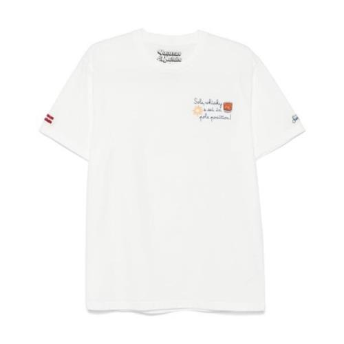 Geborduurd wit katoenen T-shirt MC2 Saint Barth , White , Heren