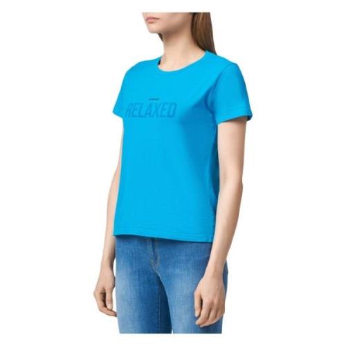 Katoenen Jersey T-shirt met Voorkant Print Pinko , Blue , Dames