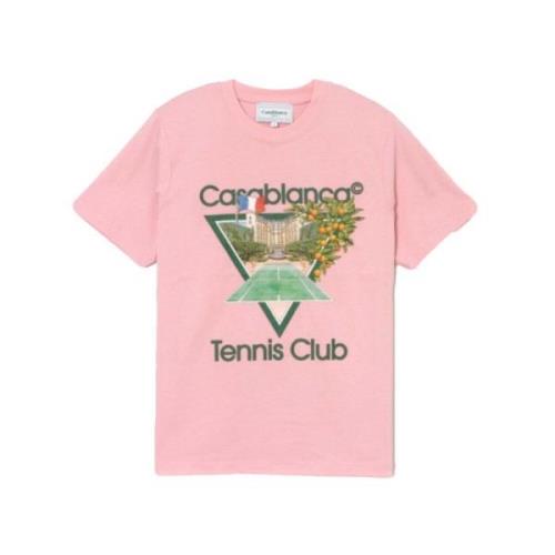 Tennis Club Icon Pink T-Shirt Casablanca , Pink , Heren