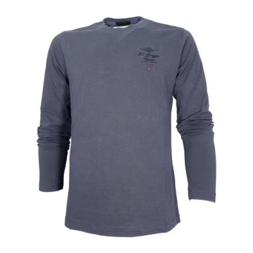 Basis Ronde Hals T-shirt Blauw Aeronautica Militare , Blue , Heren