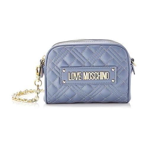 Stijlvolle Leren Tas Love Moschino , Blue , Dames