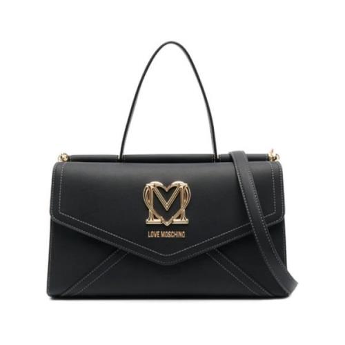 Zwarte Eco Leren Schoudertas Love Moschino , Black , Dames