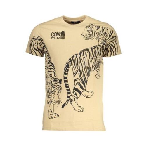 Print Logo Korte Mouw Tee Cavalli Class , Beige , Heren