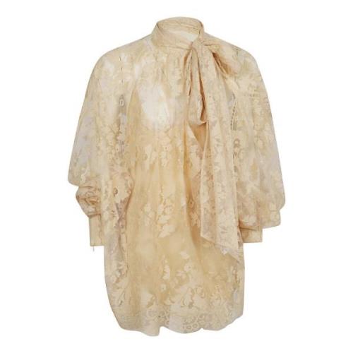 Lichte Thee Kant Blouse Illustratie Zimmermann , Beige , Dames