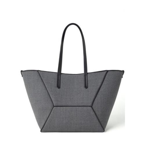 Grijze Wol Panelled Tote Tas Brunello Cucinelli , Gray , Dames