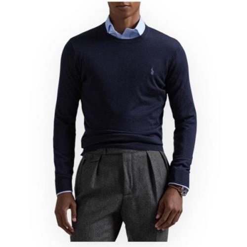 Merino Crewneck Pullover Sweater Polo Ralph Lauren , Blue , Heren