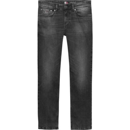 Zwarte Slim Fit Jeans met Distressed Look Tommy Jeans , Black , Heren