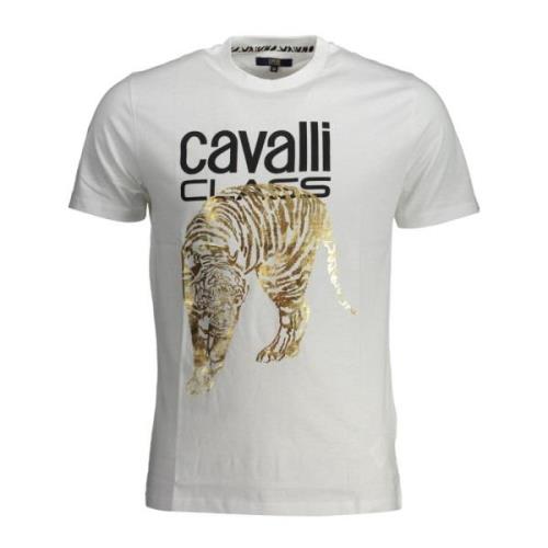 Korte Mouw Witte Heren T-Shirt Logo Print Cavalli Class , White , Here...