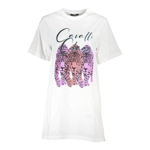 Korte witte jurk met ronde hals Cavalli Class , White , Dames