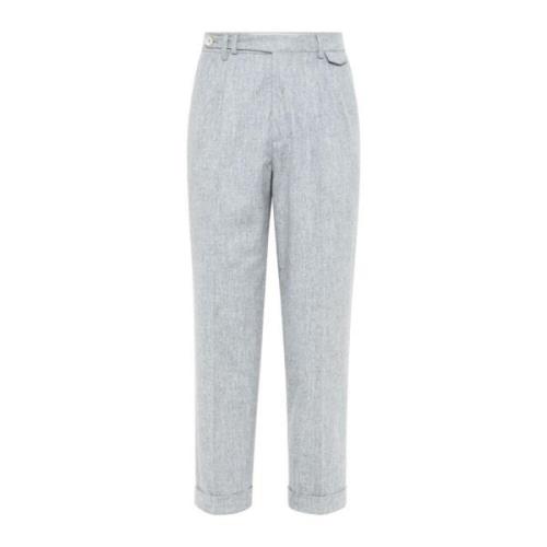 Grijze Wollen Broek met Persplooi Brunello Cucinelli , Gray , Heren