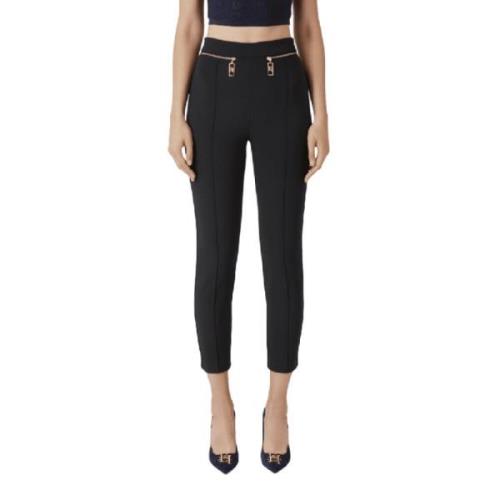 Zwarte rechte pijp ritsbroek Elisabetta Franchi , Black , Dames