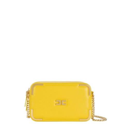 Gele Schoudertas met Kettingriem Elisabetta Franchi , Yellow , Dames