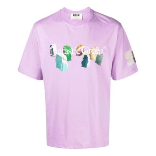 Lila T-shirts en Polos Msgm , Purple , Heren