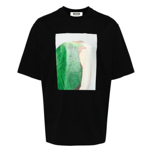 Zwarte T-shirts en Polos Msgm , Black , Heren