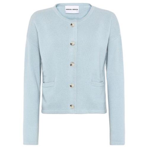 Zacht Blauw Cashmere Crew Neck Cardigan Emerson Renaldi , Blue , Dames