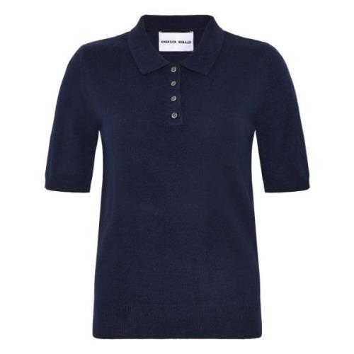 Luxe Cashmere Polo Shirt in Donkerblauw Emerson Renaldi , Blue , Dames