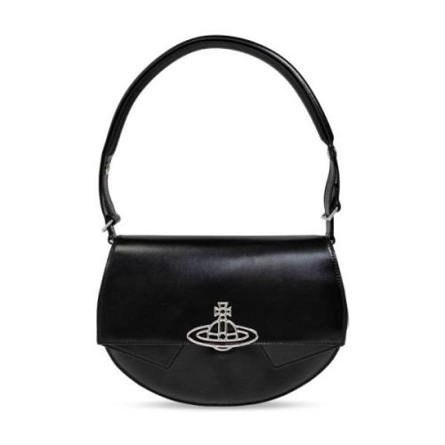 Zwarte leren schoudertas Vivienne Westwood , Black , Dames