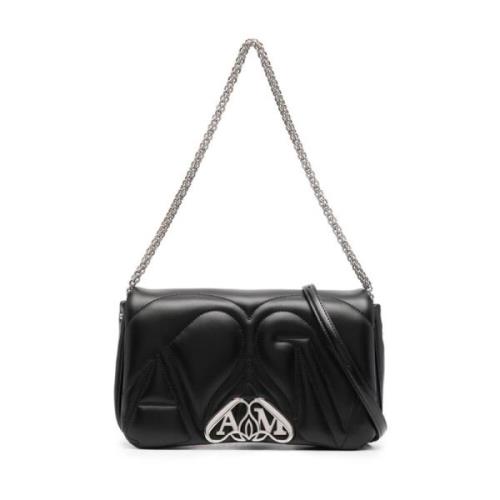 Zwarte Gewatteerde Seal Schoudertas Alexander McQueen , Black , Dames