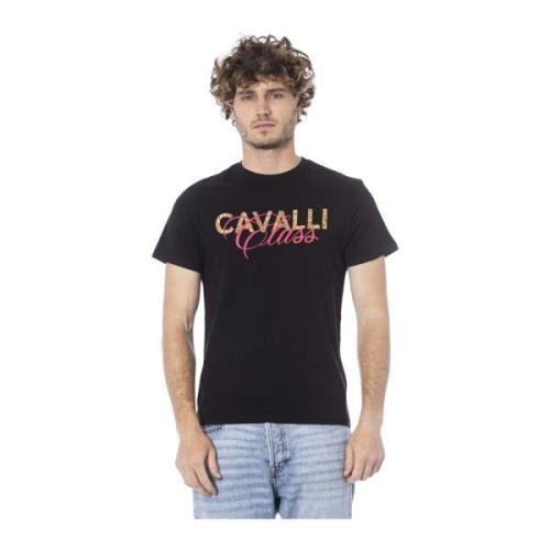 Korte mouw T-shirt met logo print Cavalli Class , Black , Heren