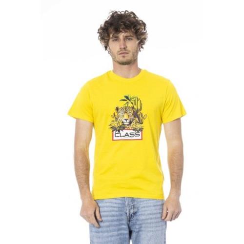 Effen Kleur Korte Mouw T-shirt Cavalli Class , Yellow , Heren