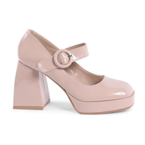 Nude Mary Jane Pump met Hak 19v69 Italia , Beige , Dames