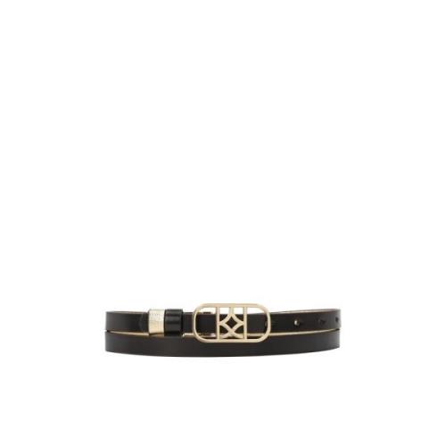 Smalle dubbelzijdige riem met decoratieve gesp Kazar , Black , Dames